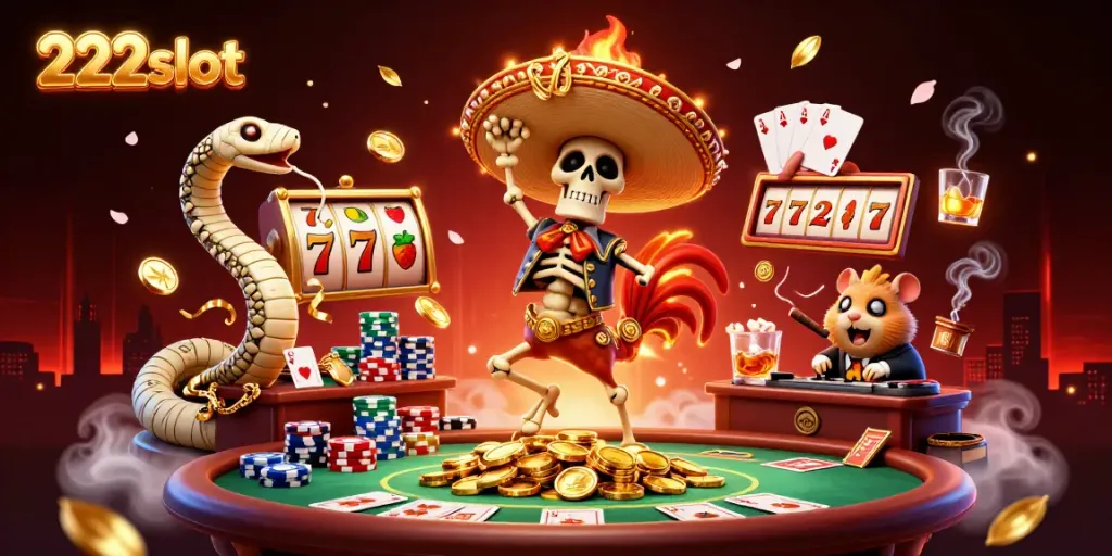 Permainan slot 222slot yang penuh warna dengan karakter unik di dalamnya.