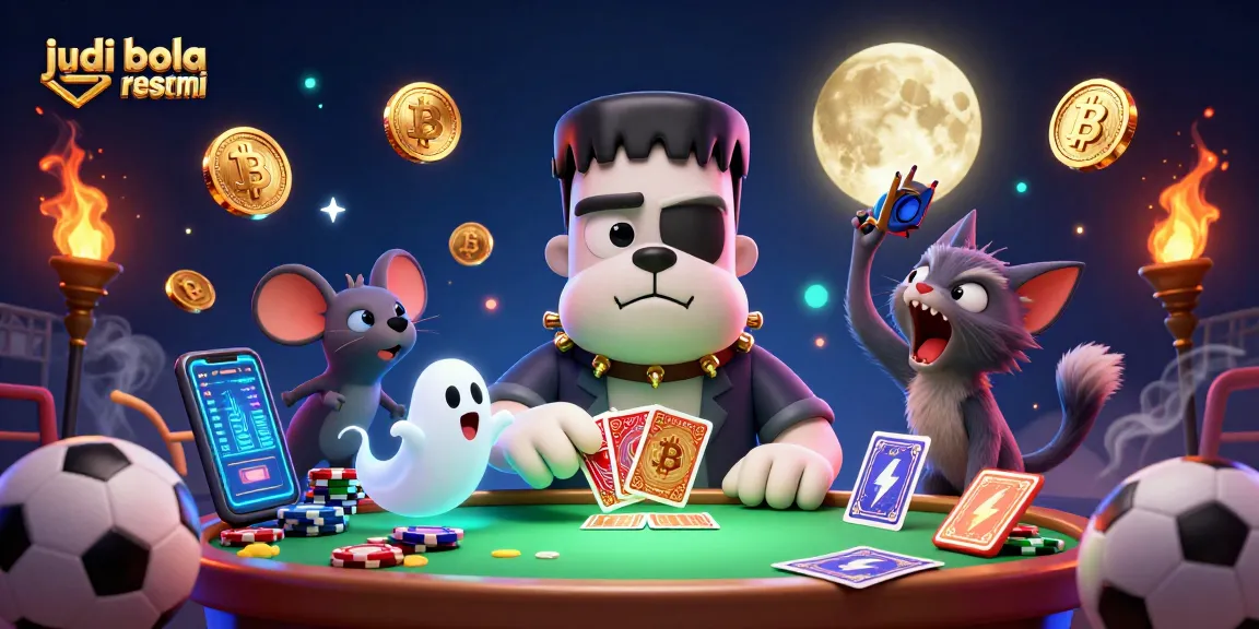 Bet on judi bola resmi with a vibrant scene featuring iconic characters and sports betting elements.