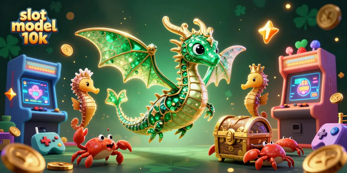 Experience excitement with slot modal 10k in this vibrant 3D casino illustration featuring colorful game elements.