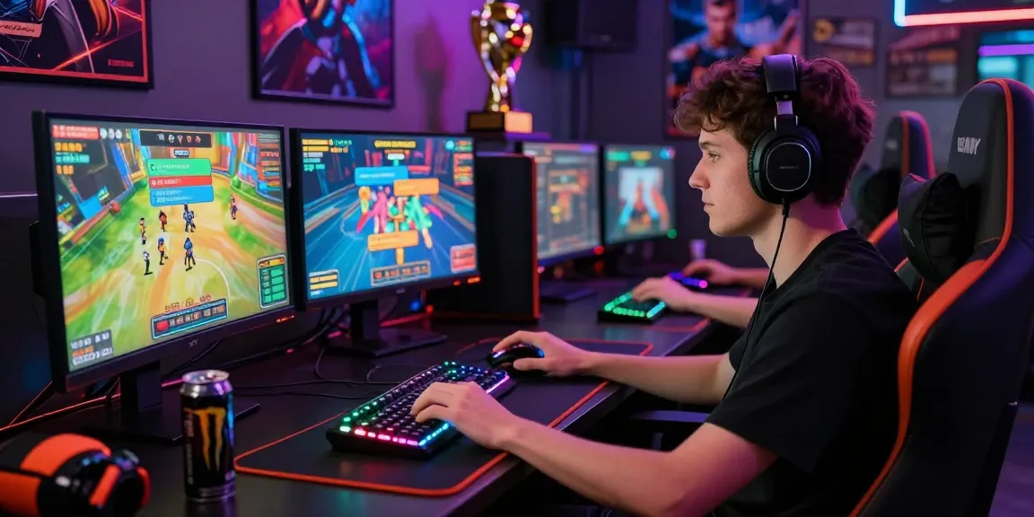 Engaged player at raja328 login gaming setup with colorful LED lights