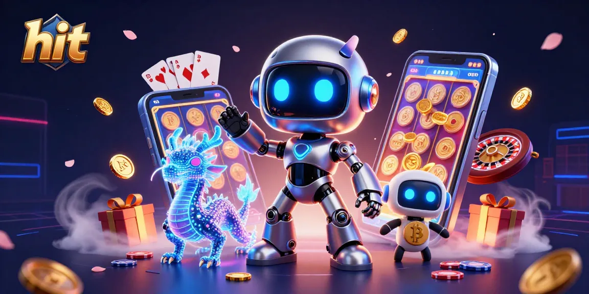 Hit hits the jackpot with a cyberpunk casino scene featuring vibrant slot games and 3D animations.