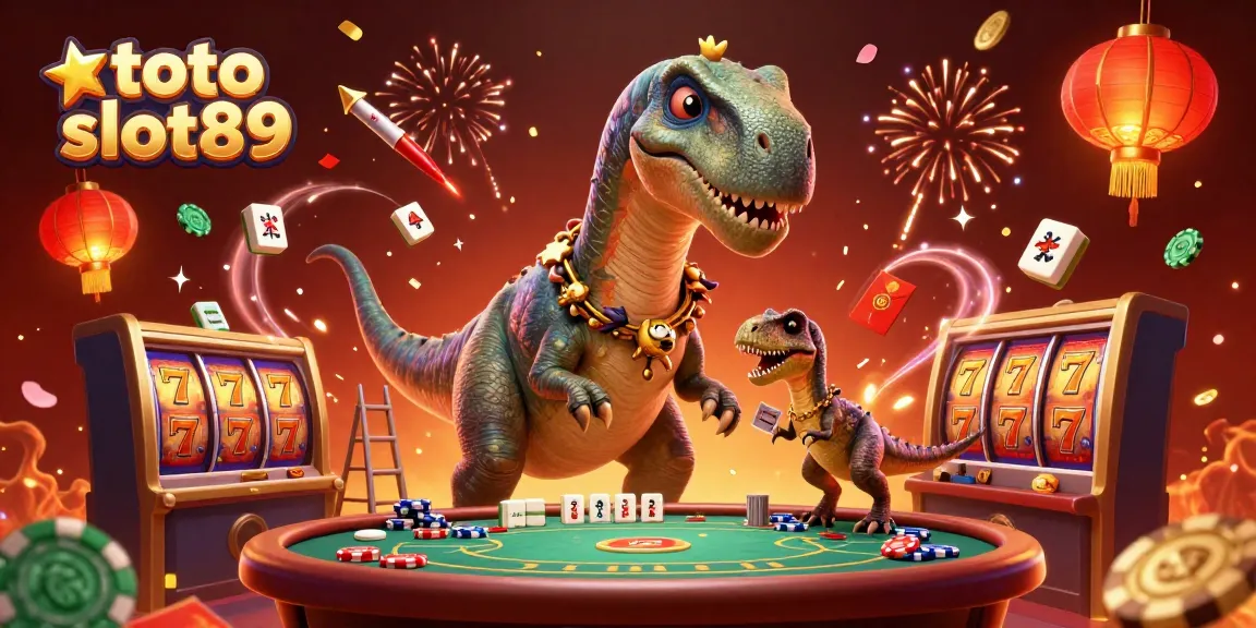 Join the action with toto slot89 in this thrilling 3D casino scene filled with cards, slots, and festive elements.