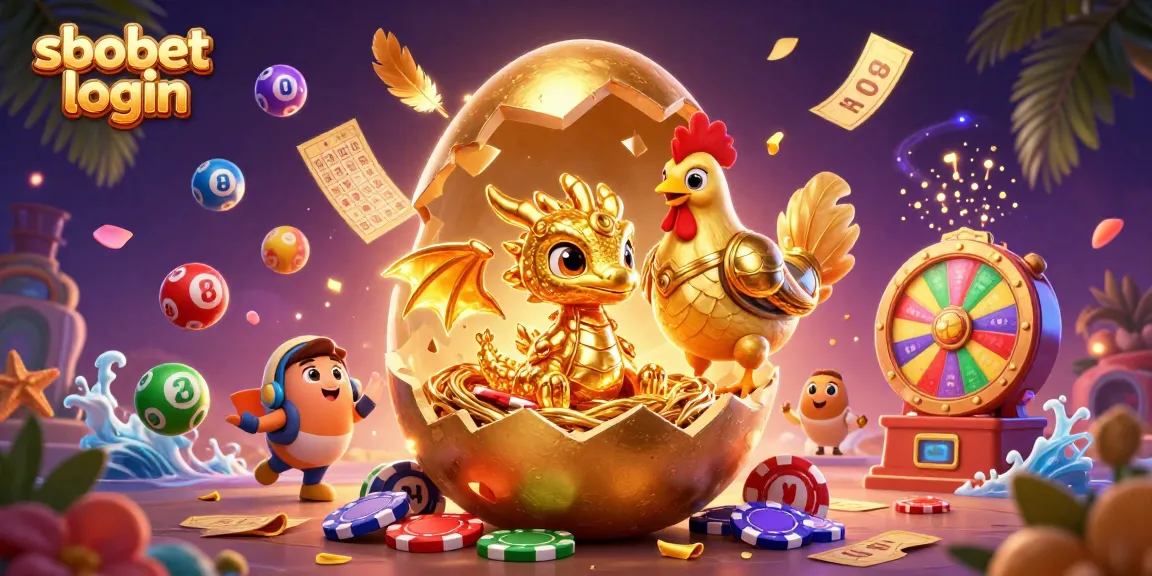 Experience sbobet login with gold-infused adventure surrounded by vibrant casino elements.