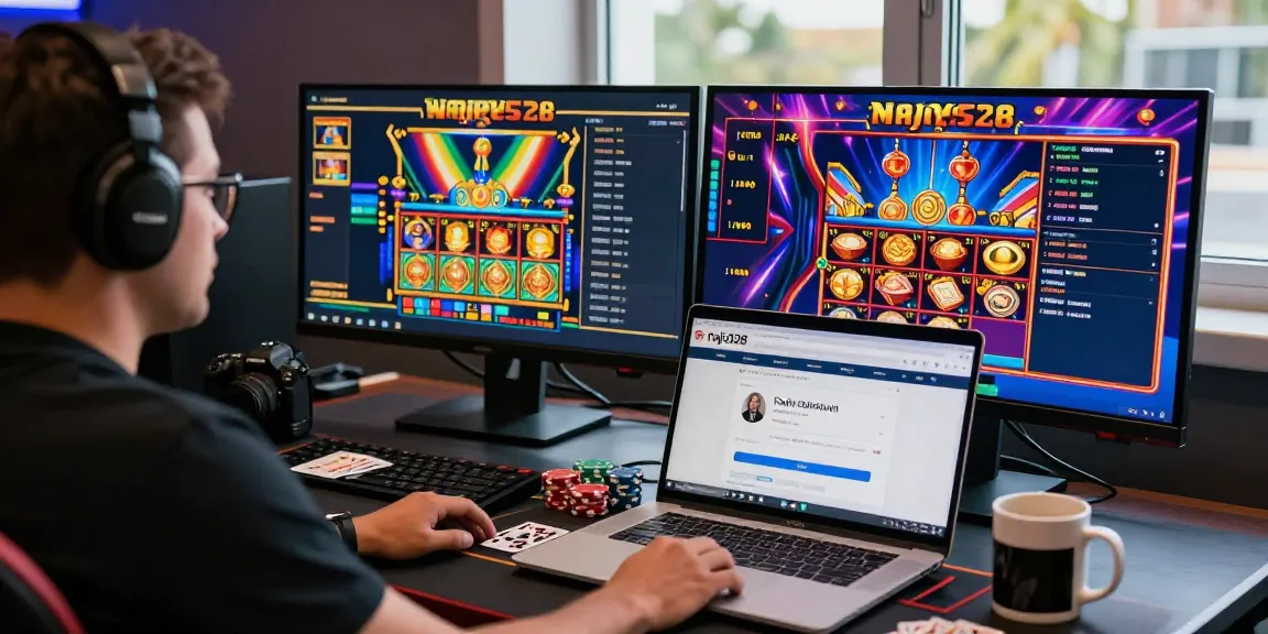 Engaged player at raja328 login screen during an intense online gaming session with colorful graphics and betting options.