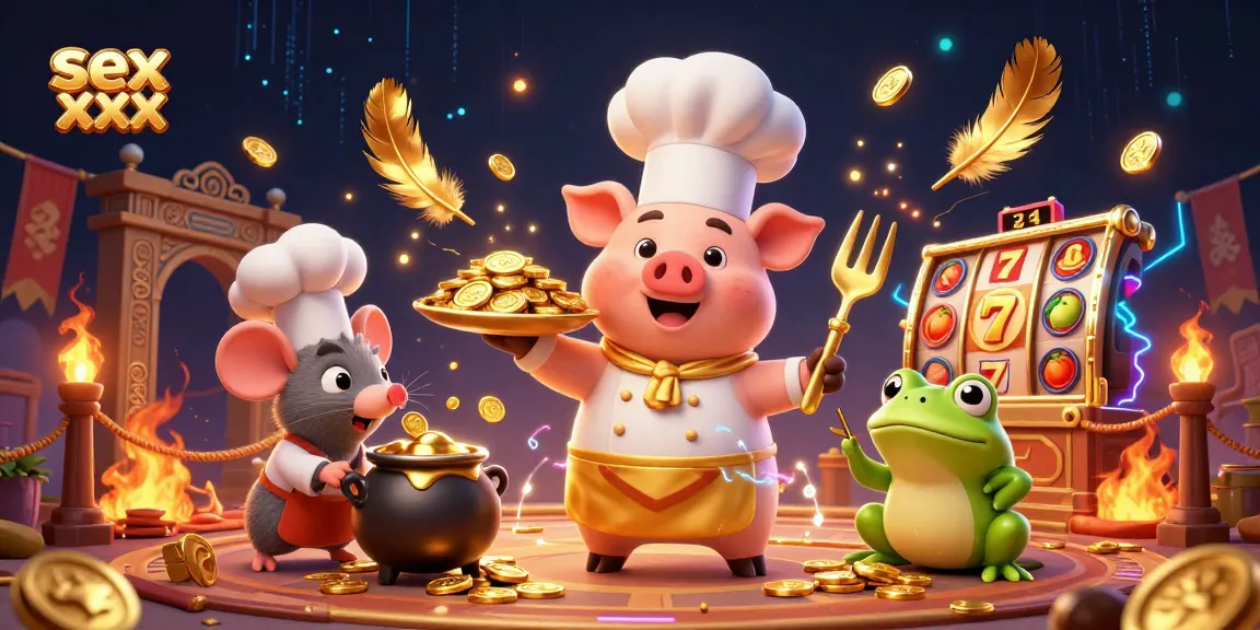 Engage with sex xxx casino slots featuring animated pig chef serving gold, creating an immersive gambling experience.