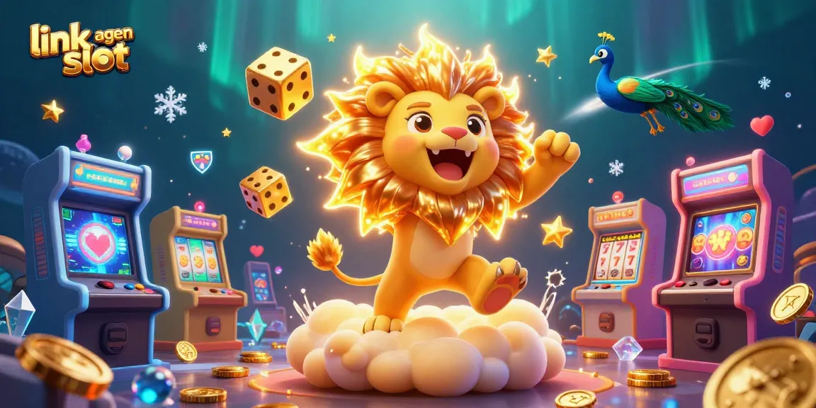 Engage with thrilling games at link agen slot, enjoying vibrant 3D visuals of slots and dice.